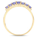 0.38 Ct Round Violet Tanzanite Diamond Prong 14K Yellow Gold Half Eternity Halo Band Ring by Fine Color Jewels
