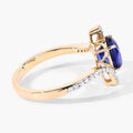 2.42 Ct Oval Ceylon Blue Sapphire and White Diamond Prong 18K Yellow Gold Pave Bypass Ring by Fine Color Jewels