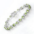 9.68 Ct Heart Green Peridot & Diamond Prong Silver Tennis Bracelet by Fine Color Jewels