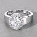 1.80 Ct Oval Lab Grown Diamond Prong Thick Band Platinum Halo Bridal Ring by Fine Color Jewels