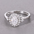 1.02 Ct Oval Lab Grown Diamond Prong Platinum Halo Bypass Bridal Ring by Fine Color Jewels