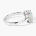 0.80 Ct Cushion Ethiopian Opal & Lab Diamond Prong Sterling Silver Halo Ring by Fine Color Jewels