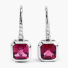 2.48 Ct Octagon Red Rubellite & Lab Diamond Prong 14K Gold Stud Earrings