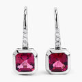 2.48 Ct Octagon Red Rubellite & Lab Diamond Prong 14K Gold Stud Earrings by Fine Color Jewels