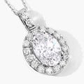 2.62 Ct Oval Lab Grown Diamond Prong Platinum Halo Bridal Pendant by Fine Color Jewels