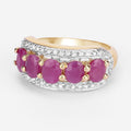 1.50 Ct Oval Pink Ruby & Diamond Prong Silver Five Stone Halo Ring by Fine Color Jewels