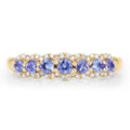 0.38 Ct Round Violet Tanzanite Diamond Prong 14K Yellow Gold Half Eternity Halo Band Ring by Fine Color Jewels