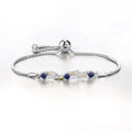 1.09 Ct Heart Blue Sapphire Prong Silver Bolo Adjustable Bracelet by Fine Color Jewels