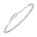 3.78 Ct Marquise Violet Tanzanite Prong Sterling Silver Tennis Bracelet by Fine Color Jewels