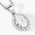 1.23 Ct Oval Lab Grown Diamond Prong Platinum Bridal Floral Halo Pendant by Fine Color Jewels