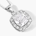 3.50 Ct Cushion Cut Lab Diamond Prong Platinum Halo Bridal Pendant by Fine Color Jewels