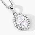 Lab Grown Diamond Prong Bridal Oval Halo Platinum Pendant by Fine Color Jewels