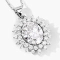 3.79 Ct Oval Lab Grown Diamond Prong Platinum Oval Floral Halo Bridal Pendant by Fine Color Jewels