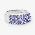 1.47 Ct Round Violet Tanzanite Prong Sterling Silver Cluster Ring by Fine Color Jewels