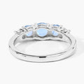 0.82 Ct Round Blue Aquamarine & Lab Diamond Prong Silver Five Stone Eternity Ring by Fine Color Jewels