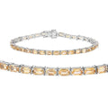 12.80 Ct Octagon Yellow Citrine Prong Sterling Silver Tennis Bracelet by Fine Color Jewels