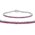 4.44 Ct Round Pink Ruby Prong Sterling Silver Tennis Bracelet by Fine Color Jewels