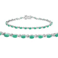 3.24 Ct Marquise Green Zambian Emerald Prong Sterling Silver Link Bracelet by Fine Color Jewels
