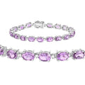 14.40 Ct Oval Purple Amethyst Prong Sterling Silver Tennis Bracelet by Fine Color Jewels