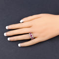 1.45 Ct Round Pink Ruby & Diamond Prong 14K White Gold Five Stone Halo Ring by Fine Color Jewels