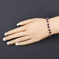 9.46 Ct Heart Purple Amethyst and Diamond Silver Tennis Bracelet by Fine Color Jewels