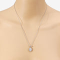 1.23 Ct Oval Lab Diamond Prong Platinum Floral Bridal Halo Pendant by Fine Color Jewels