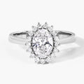 1.28 Ct Oval Lab Diamond Prong Platinum Halo Bridal Floral Ring by Fine Color Jewels