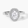 0.91 Ct Oval Lab Grown Diamond Prong Platinum Double Halo Bridal Ring by Fine Color Jewels