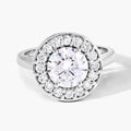 2.48 Ct Round Lab Grown Diamond Prong Platinum Halo Bridal Ring by Fine Color Jewels