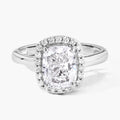 2.74 Ct Cushion Lab Grown Diamond Prong Platinum Bridal Halo Ring by Fine Color Jewels