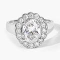 2.48 Ct Oval Lab Grown Diamond Prong Platinum Floral Halo Bridal Ring by Fine Color Jewels
