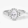 1.02 Ct Oval Lab Grown Diamond Prong Platinum Halo Bypass Bridal Ring by Fine Color Jewels