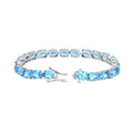 35.20 Ct Oval Swiss Blue Topaz Prong Sterling Silver Tennis Bracelet by Fine Color Jewels