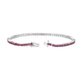 4.44 Ct Round Pink Ruby Prong Sterling Silver Tennis Bracelet by Fine Color Jewels