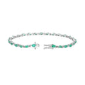 3.24 Ct Marquise Green Zambian Emerald Prong Sterling Silver Link Bracelet by Fine Color Jewels