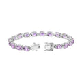14.40 Ct Oval Purple Amethyst Prong Sterling Silver Tennis Bracelet by Fine Color Jewels