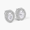 1.32 Ct. Oval Lab Grown Diamond Prong Platinum Double Bridal Halo Stud Earrings by Fine Color Jewels
