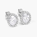 1.76 Ct Oval Lab Grown Diamond Prong Platinum Bridal Halo Stud Earrings by Fine Color Jewels
