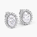 2.45 Ct Oval Lab Grown Diamond Prong Platinum Bridal Floral Stud Earrings by Fine Color Jewels