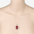 Genuine Rubellite and White Diamond 14K Yellow Gold Oval Pendant by Fine Color Jewels