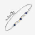 1.09 Ct Heart Blue Sapphire Prong Silver Bolo Adjustable Bracelet by Fine Color Jewels
