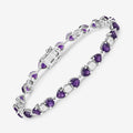 9.46 Ct Heart Purple Amethyst and Diamond Silver Tennis Bracelet by Fine Color Jewels