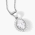 1.23 Ct Oval Lab Diamond Prong Platinum Floral Bridal Halo Pendant by Fine Color Jewels