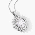 3.79 Ct Oval Lab Grown Diamond Prong Platinum Oval Floral Halo Bridal Pendant by Fine Color Jewels