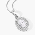 0.92 Ct Oval Lab Grown Diamond Prong Platinum Double Halo Bridal Pendant by Fine Color Jewels