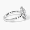 Oval Lab Diamond Prong Platinum Bridal Floral Halo Ring by Fine Color Jewels