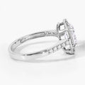 1.98 Ct Oval Lab Diamond Platinum Prong Halo Bridal Cathedral Ring with Pave Band by Fine Color Jewels