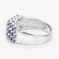 1.47 Ct Round Violet Tanzanite Prong Sterling Silver Cluster Ring by Fine Color Jewels