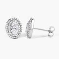 1.32 Ct. Oval Lab Grown Diamond Prong Platinum Double Bridal Halo Stud Earrings by Fine Color Jewels