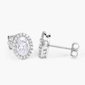 1.76 Ct Oval Lab Grown Diamond Prong Platinum Bridal Halo Stud Earrings by Fine Color Jewels